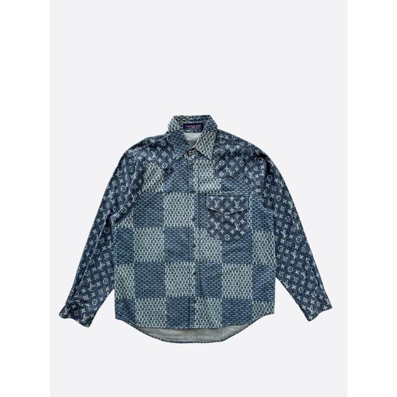 Louis Vuitton Nigo Navy Giant Damier Monogram Button Up Shirt - Picture 1 of 6